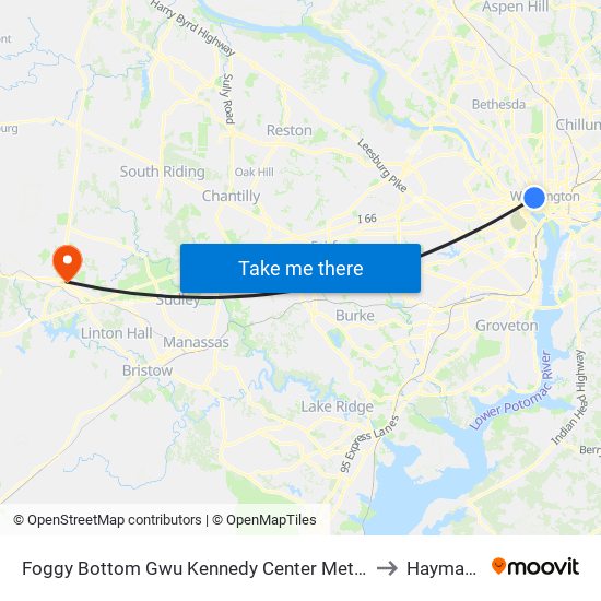 Foggy Bottom Gwu Kennedy Center Metro Station to Haymarket map