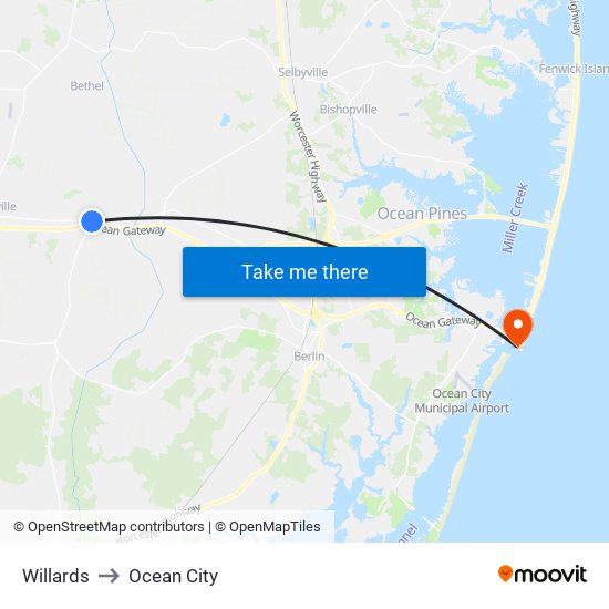 Willards to Ocean City map