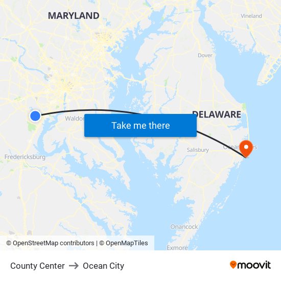 County Center to Ocean City map