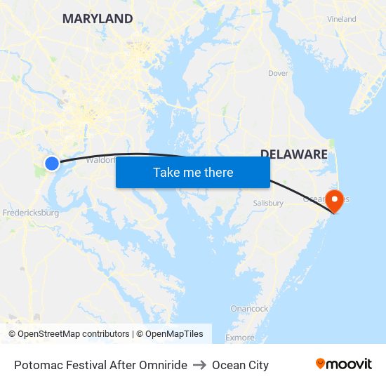 Potomac Festival After Omniride to Ocean City map