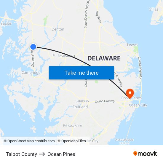 Talbot County to Ocean Pines map