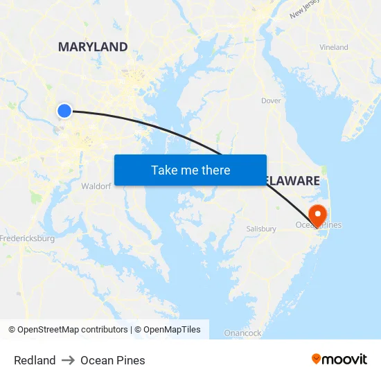 Redland to Ocean Pines map