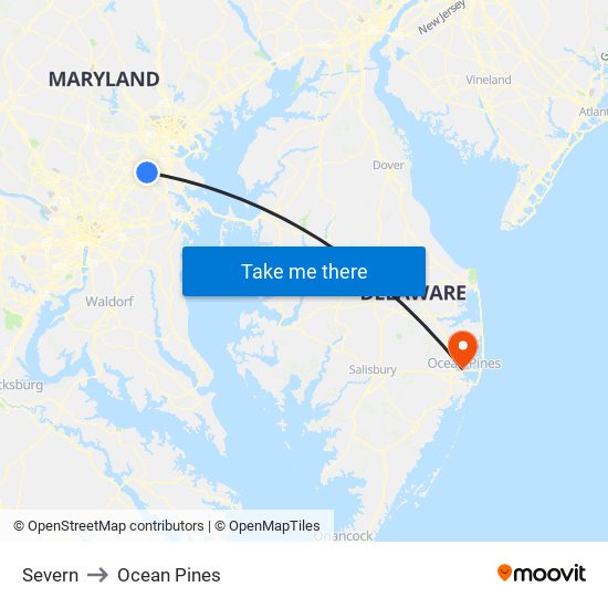 Severn to Ocean Pines map