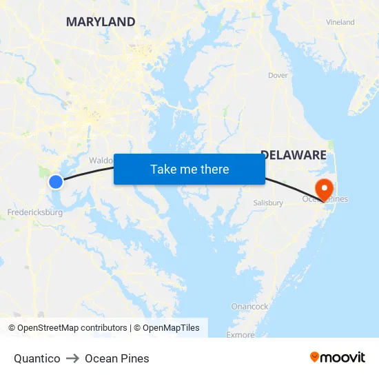 Quantico to Ocean Pines map