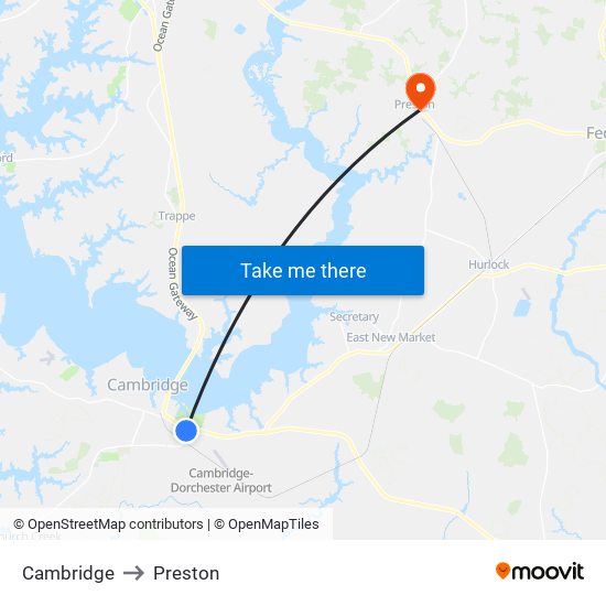 Cambridge to Preston map