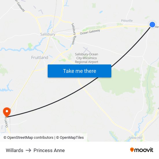 Willards to Princess Anne map