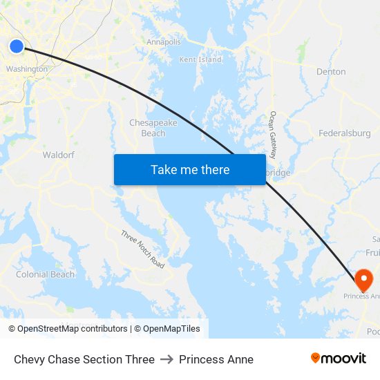 Chevy Chase Section Three to Princess Anne map