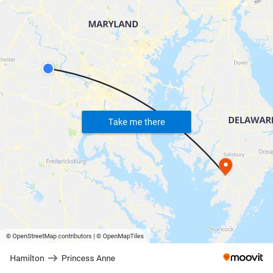 Hamilton to Princess Anne map