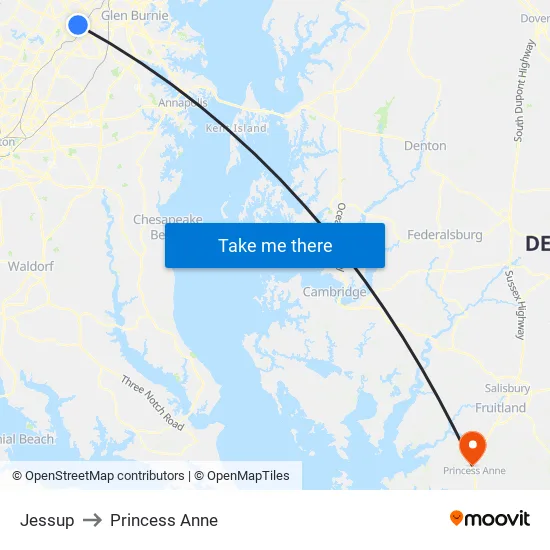 Jessup to Princess Anne map