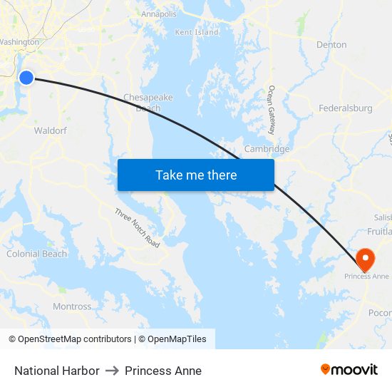 National Harbor to Princess Anne map