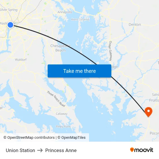 Union Station to Princess Anne map