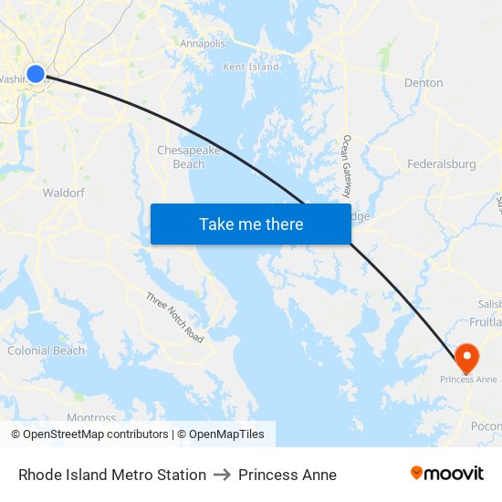 Rhode Island Metro Station to Princess Anne map