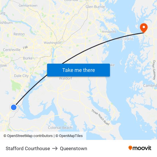 Stafford Courthouse to Queenstown map