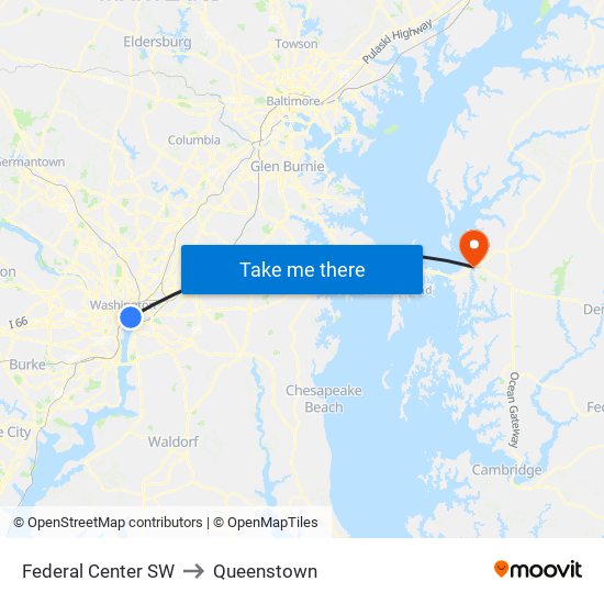 Federal Center SW to Queenstown map