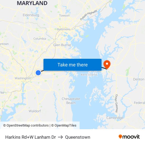 Harkins Rd+W Lanham Dr to Queenstown map