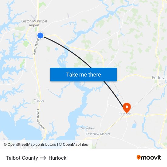 Talbot County to Hurlock map