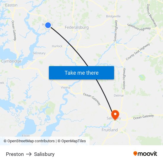 Preston to Salisbury map