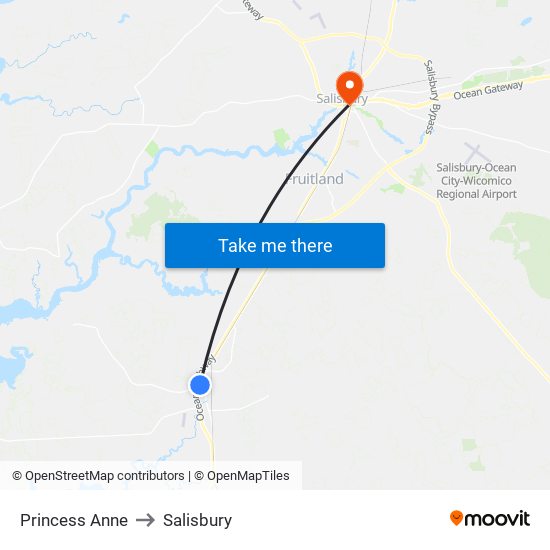 Princess Anne to Salisbury map
