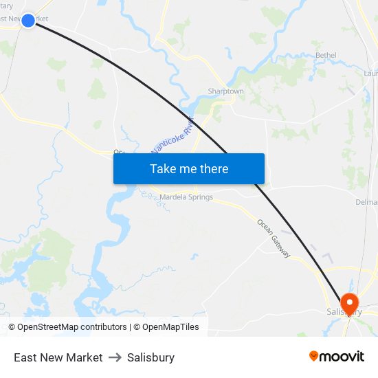 East New Market to Salisbury map