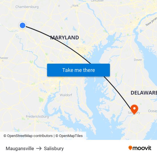 Maugansville to Salisbury map