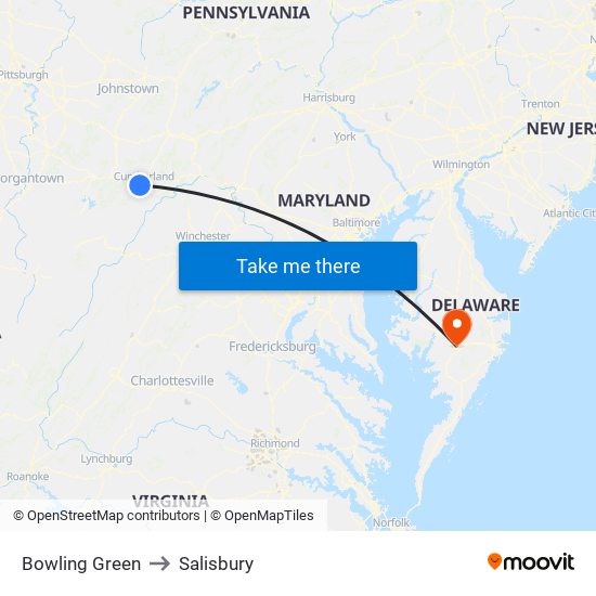 Bowling Green to Salisbury map