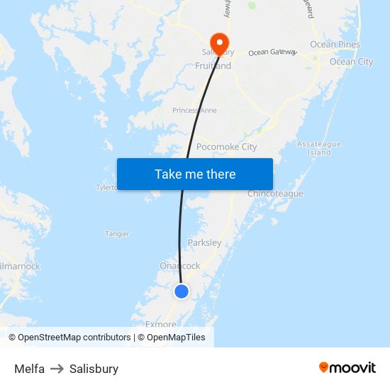 Melfa to Salisbury map