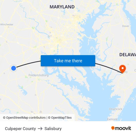 Culpeper County to Salisbury map