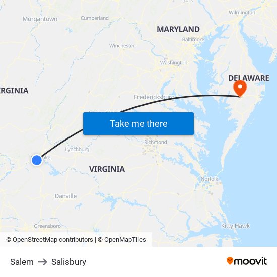 Salem to Salisbury map