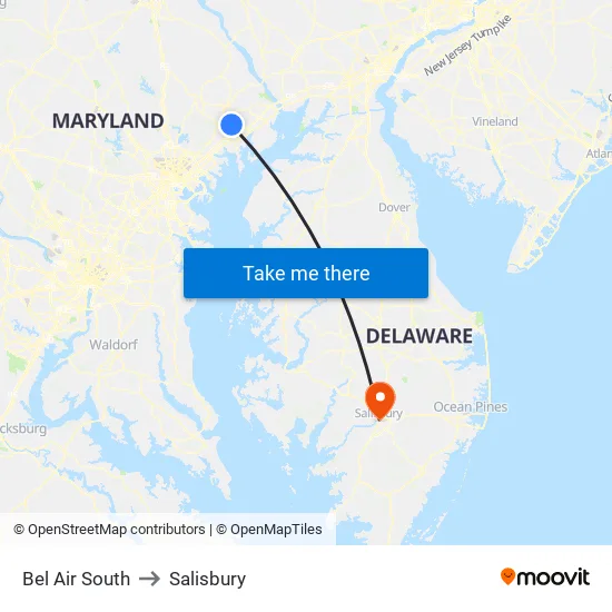 Bel Air South to Salisbury map