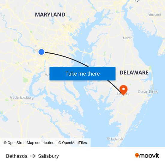 Bethesda to Salisbury map