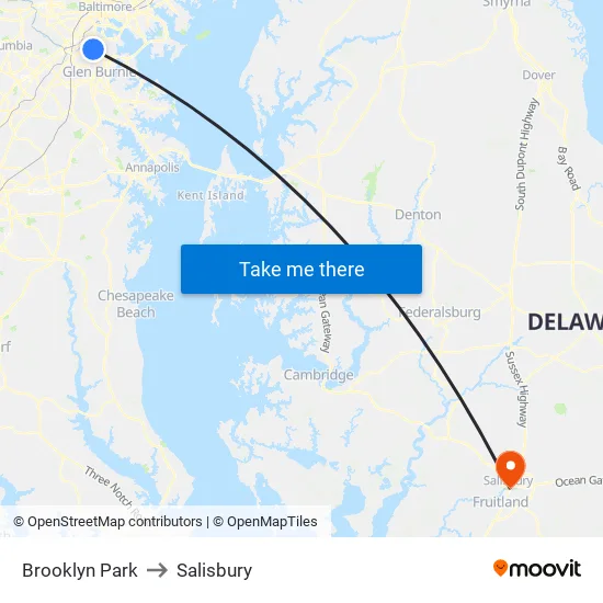 Brooklyn Park to Salisbury map