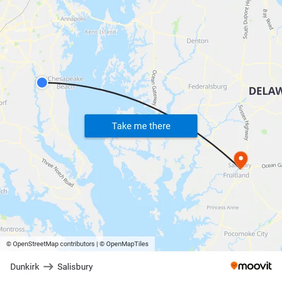 Dunkirk to Salisbury map