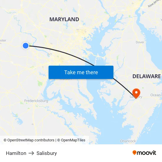 Hamilton to Salisbury map