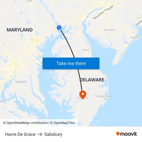 Havre De Grace to Salisbury map