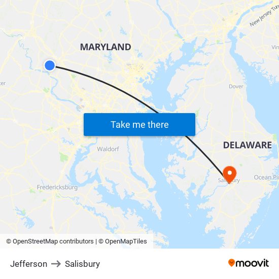 Jefferson to Salisbury map