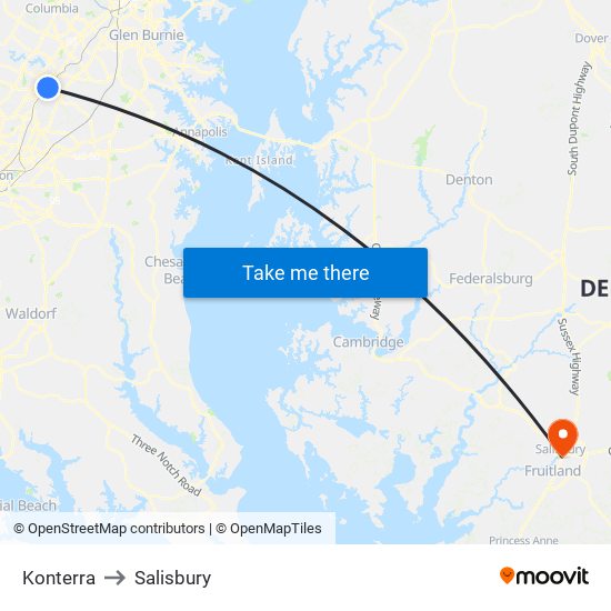 Konterra to Salisbury map