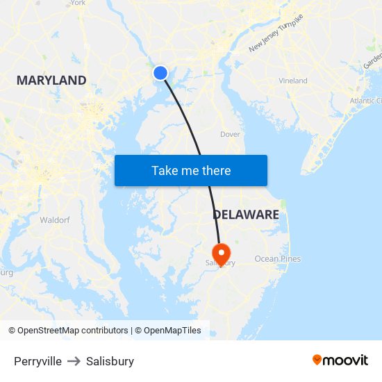 Perryville to Salisbury map