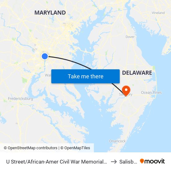 U Street/African-Amer Civil  War Memorial/ Cardozo to Salisbury map