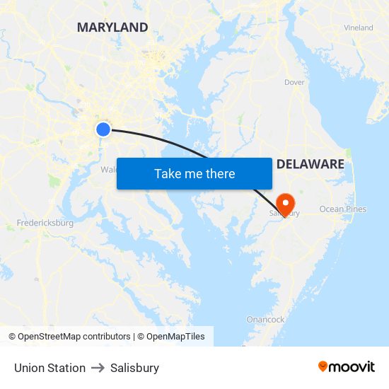 Union Station to Salisbury map