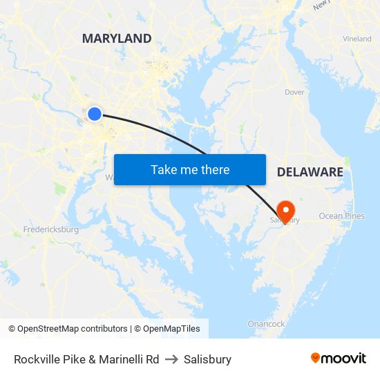 Rockville Pike & Marinelli Rd to Salisbury map