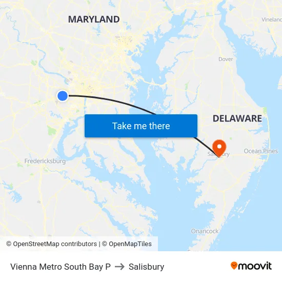 Vienna Metro South Bay P to Salisbury map