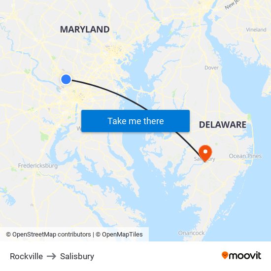 Rockville to Salisbury map