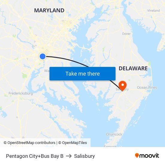Pentagon City+Bus Bay B to Salisbury map