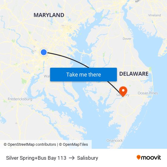 Silver Spring+Bay 113 to Salisbury map