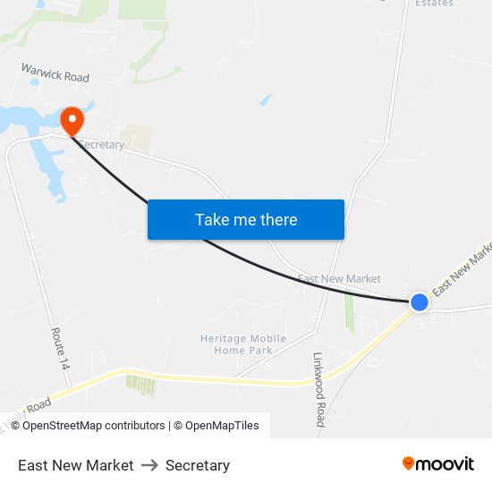 East New Market to Secretary map