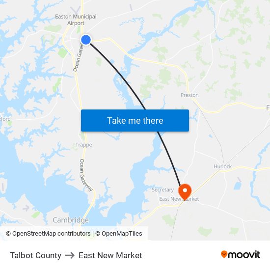 Talbot County to East New Market map