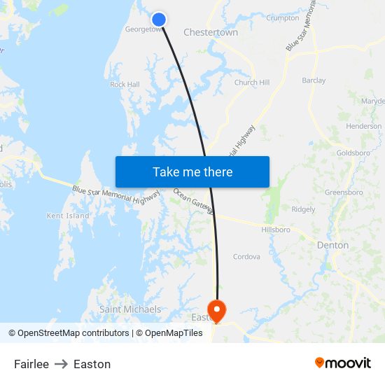 Fairlee to Easton map