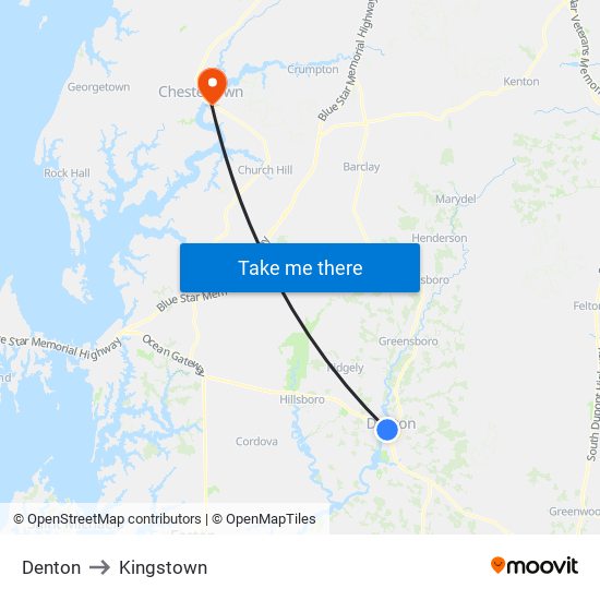 Denton to Kingstown map