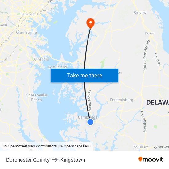 Dorchester County to Kingstown map