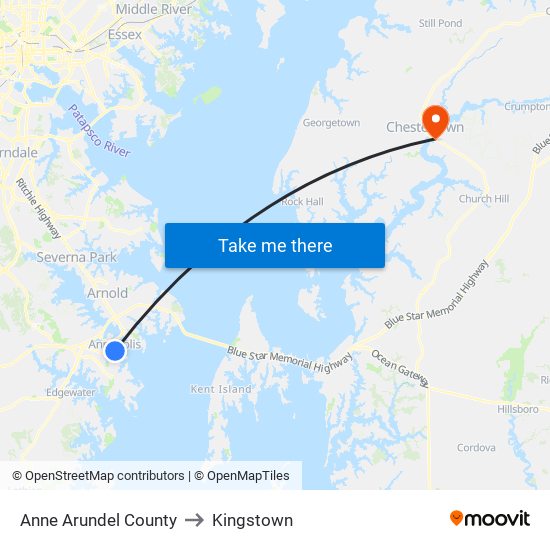 Anne Arundel County to Kingstown map